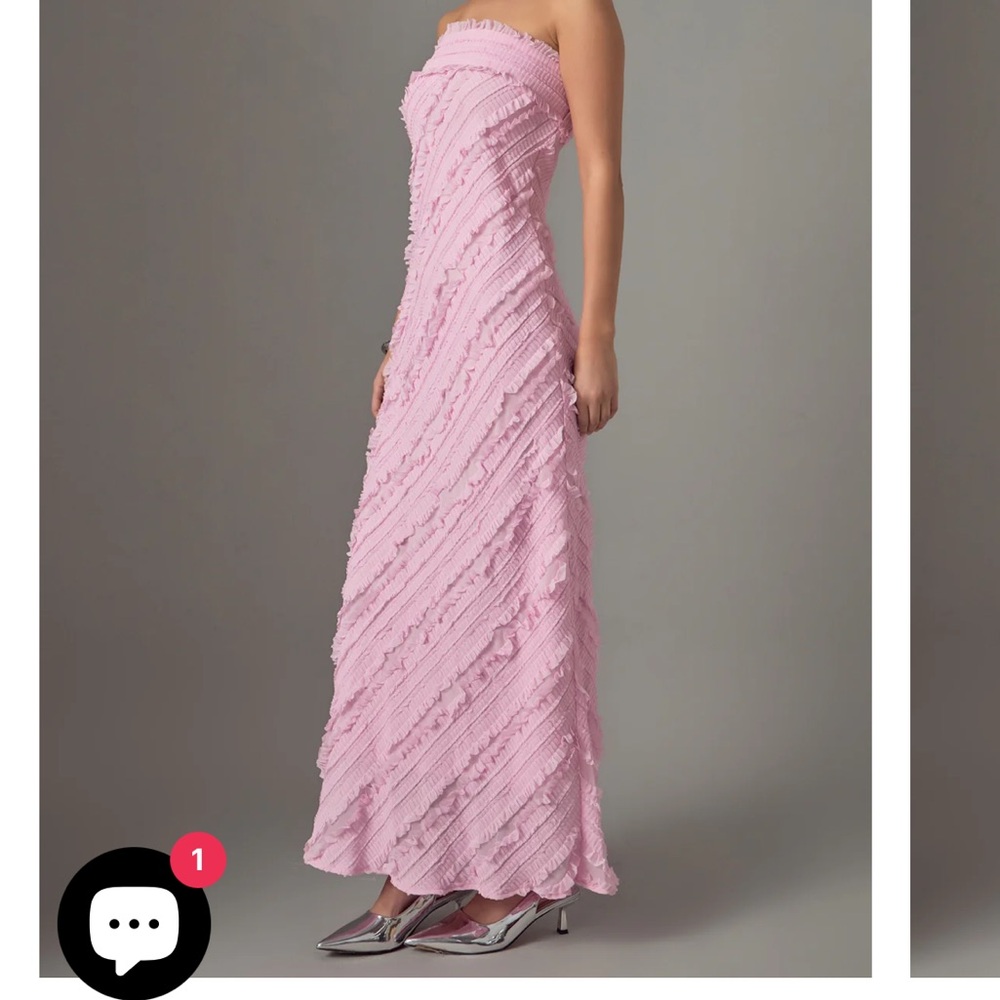 Endless Rose Pink Strapless Textured Column Midi Dress from Anthropologie
